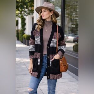 Free People Striped Button Front Knit Cardigan Sweater XS